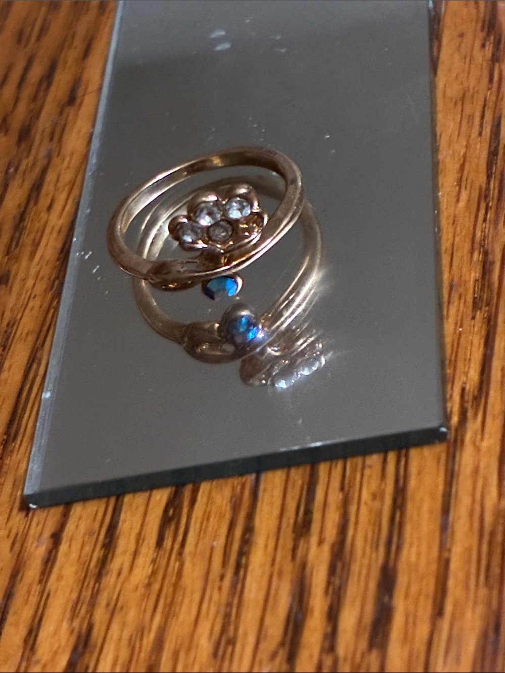 Gold Flower Ring with Clear Crystal Accents